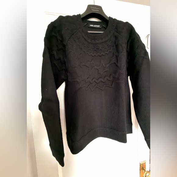 Neil Barrett Textured Black Crewneck Sweater - Picture 2 of 7